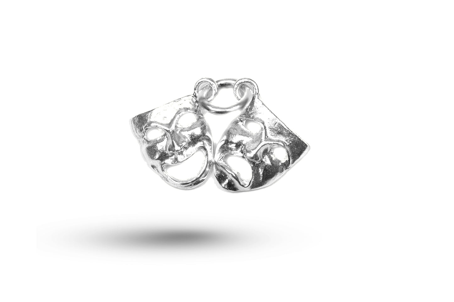 White gold Pair of Drama Masks charm.