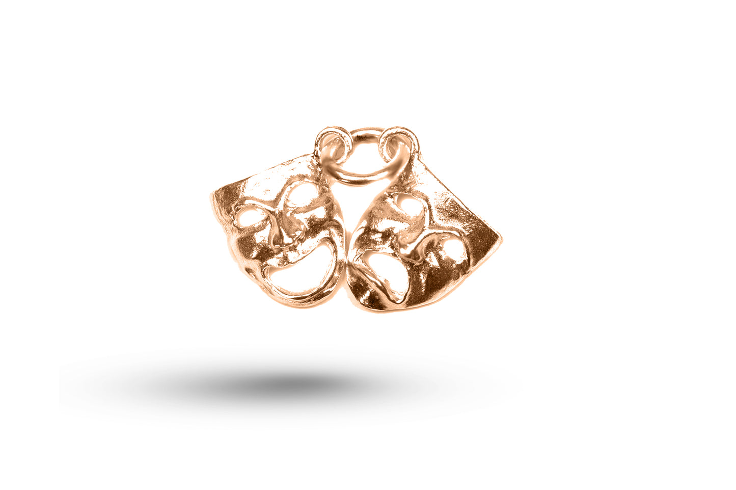 Rose gold Pair of Drama Masks charm.