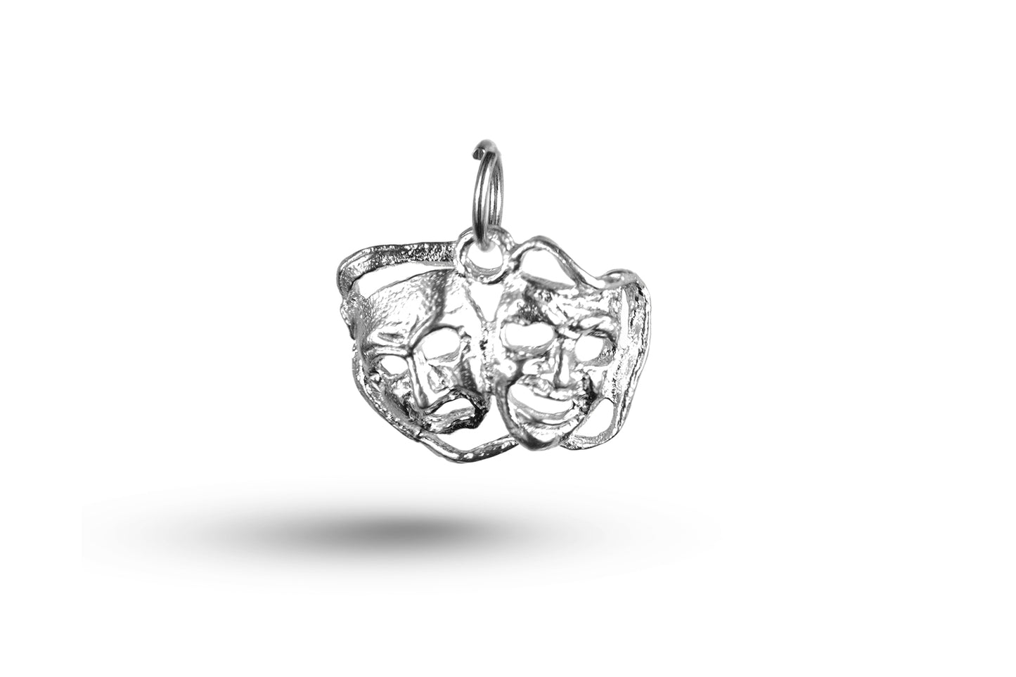 White gold Drama Masks charm.