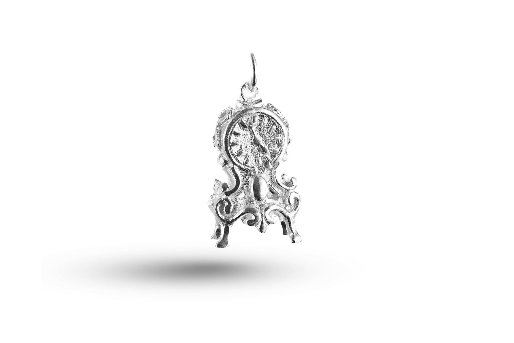 White gold Mantle Clock charm.