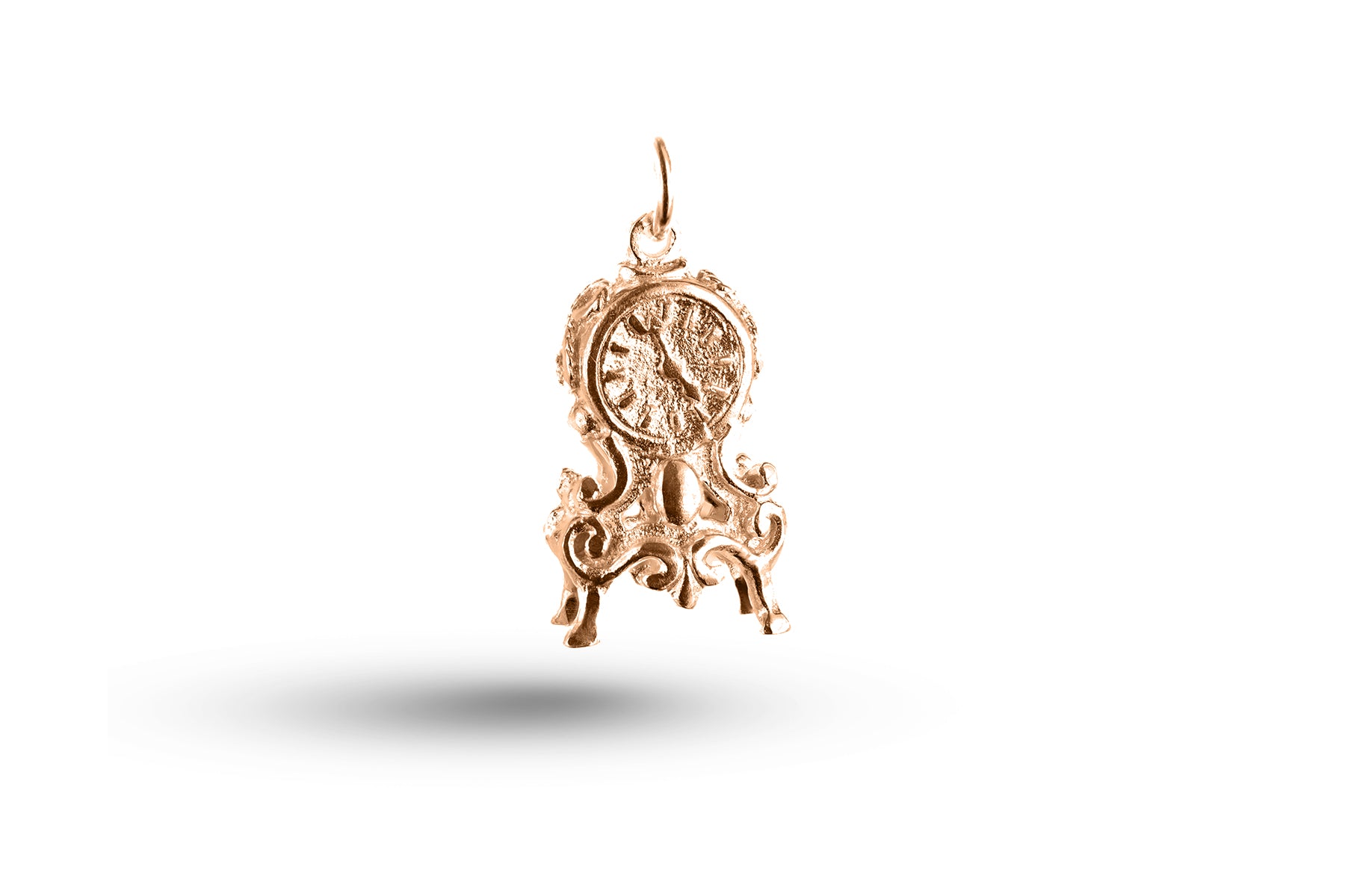 Rose gold Mantle Clock charm.