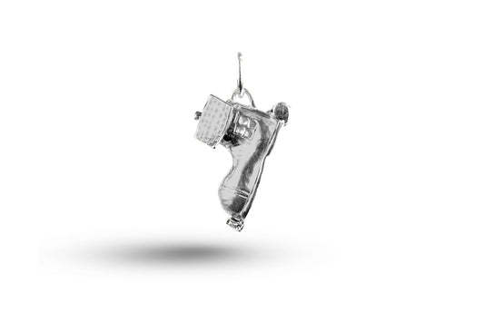 White gold Old Lady in Shoe charm.