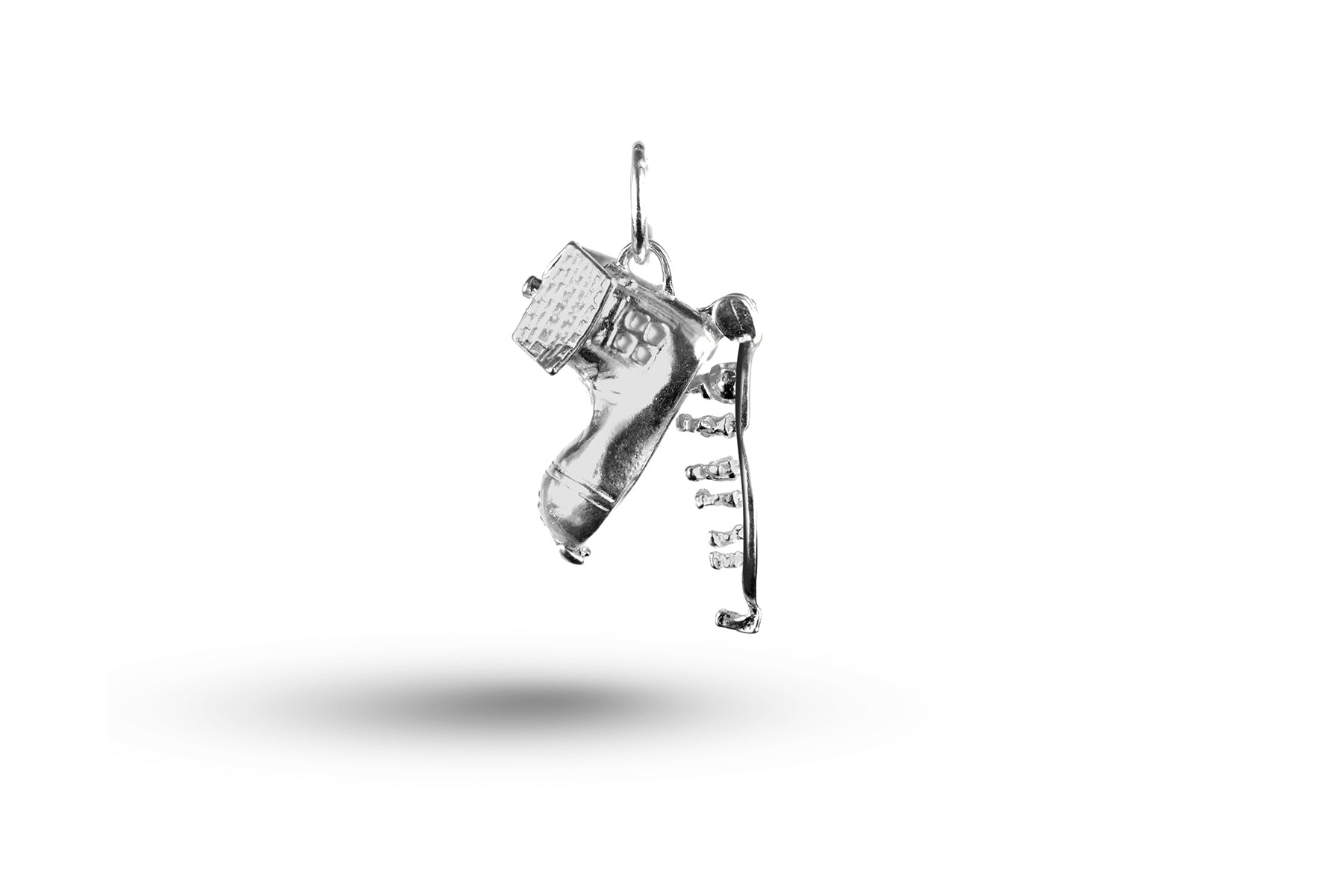 White gold open Old Lady in Shoe charm.