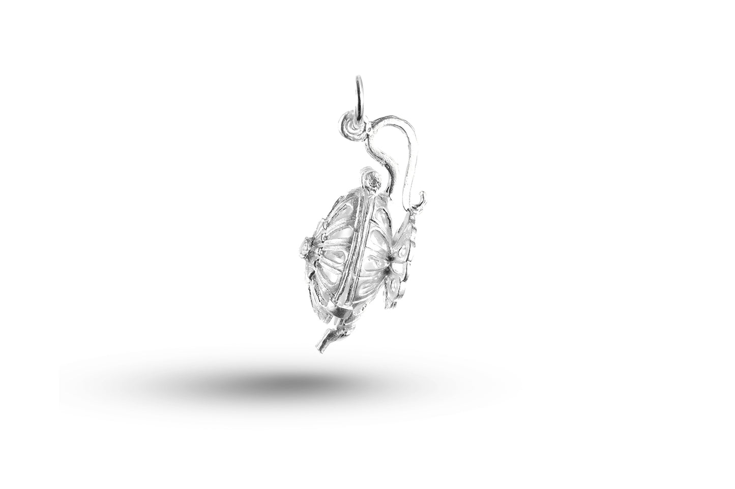 White gold Genie in Alladins Lamp charm.