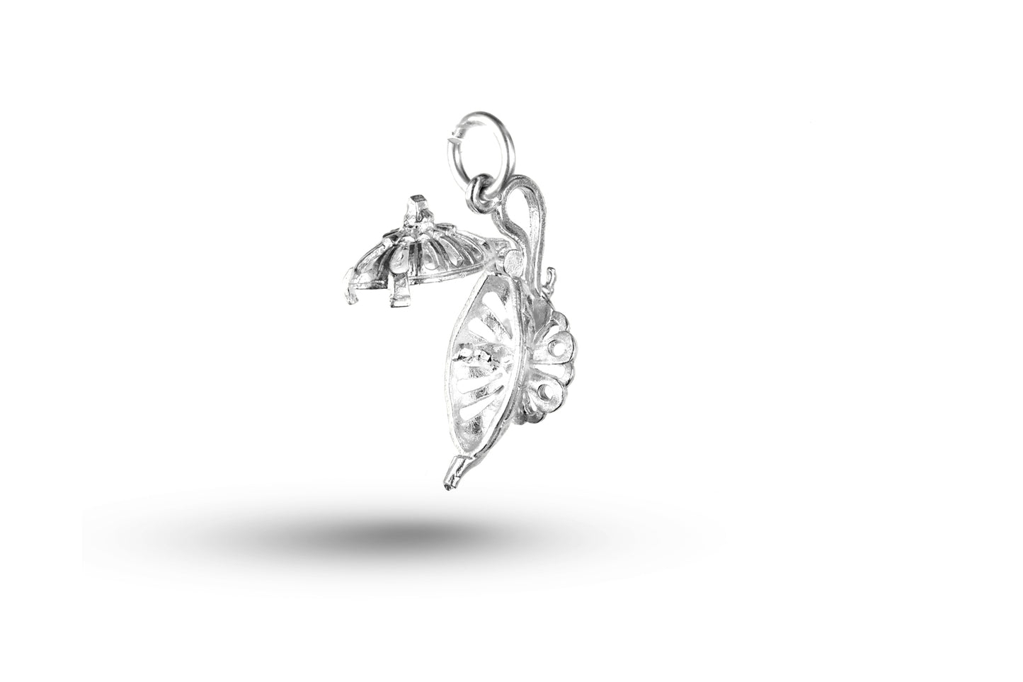 White gold open Genie in Alladins Lamp charm.