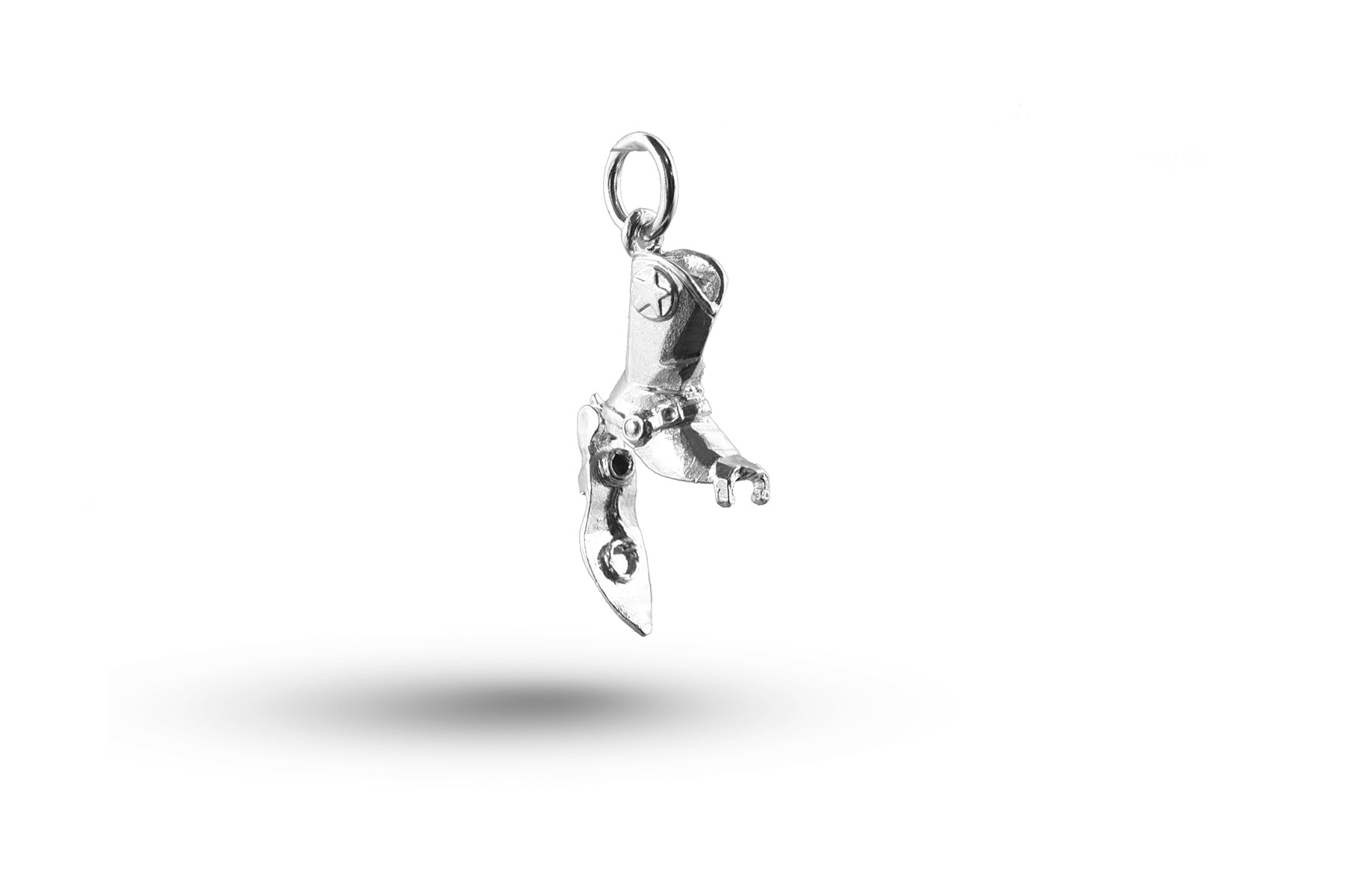 White gold open Cowboy Boot charm.
