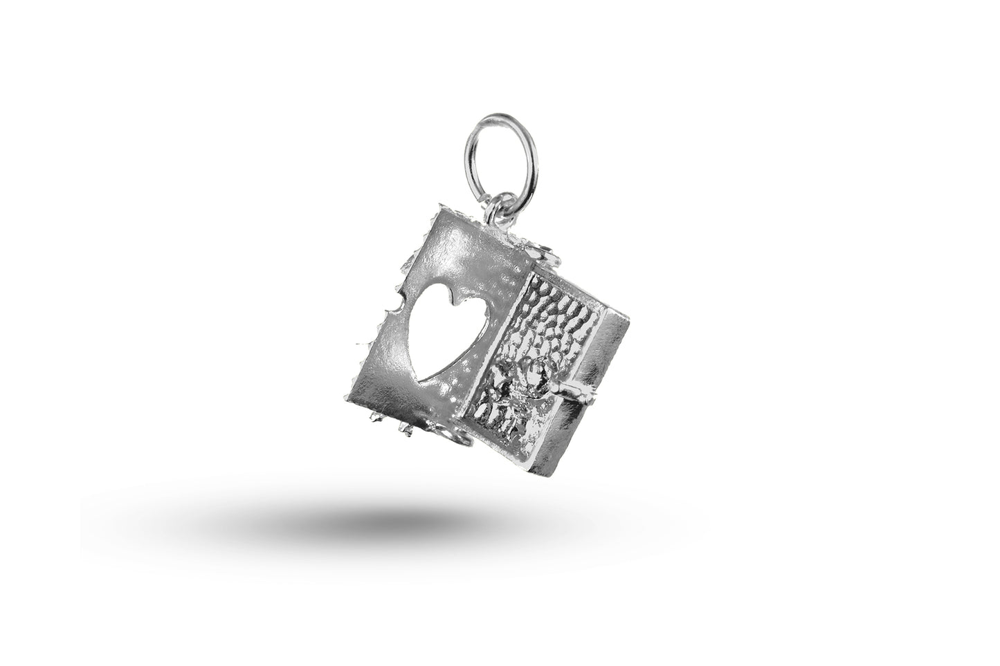 Luxury white gold Birthday Greetings Card charm.