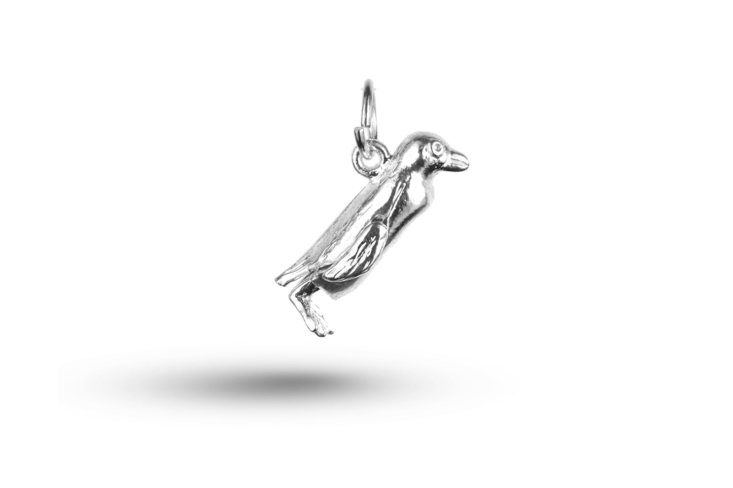 White gold Movable Penguin charm.