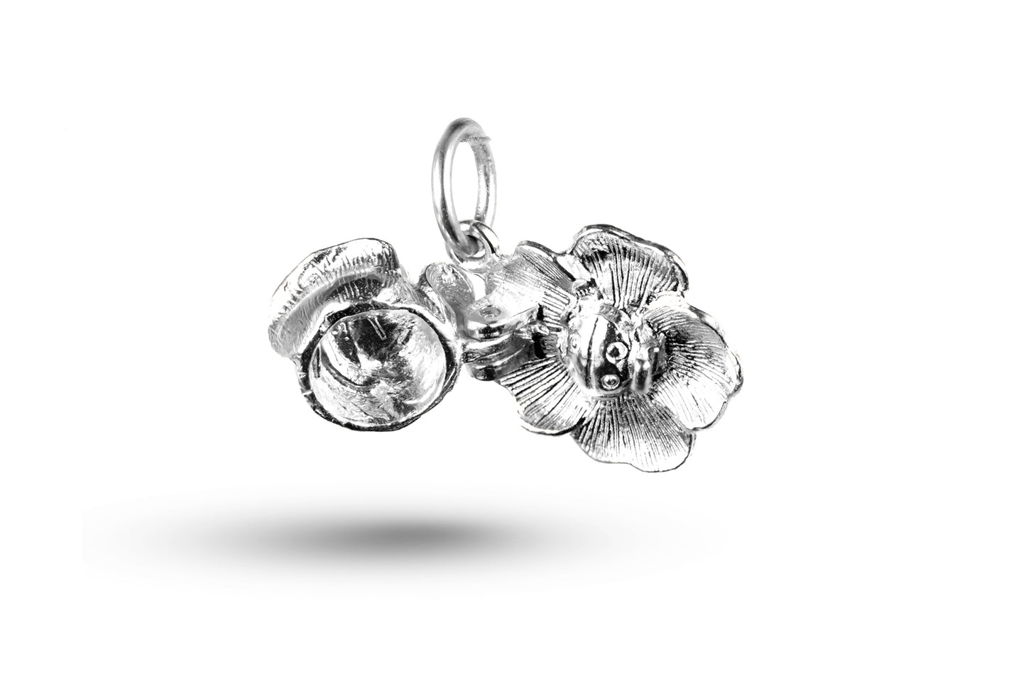 White gold open Ladybird in Rose Flower Charm