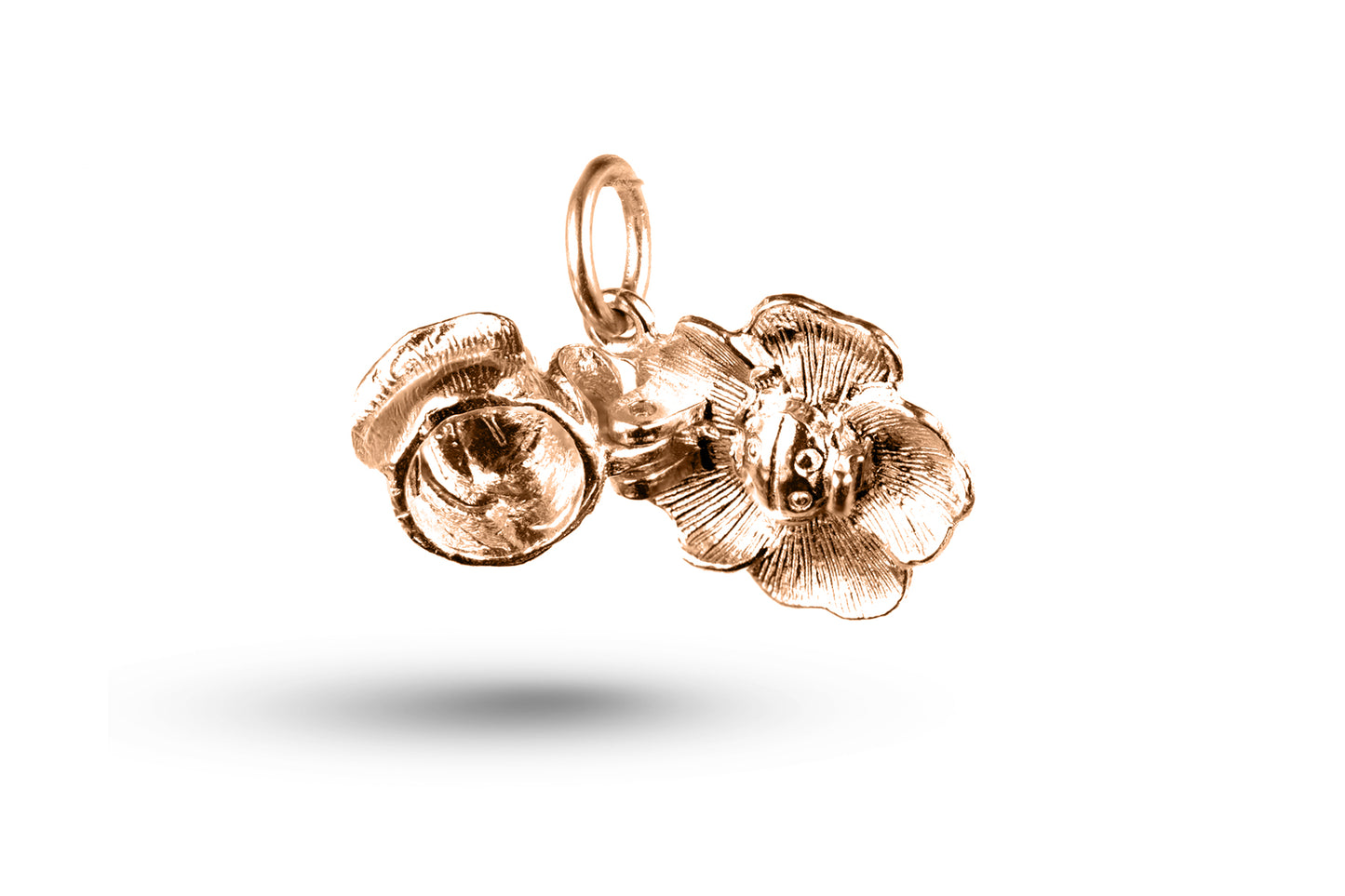 Rose gold open Ladybird in Rose Flower Charm