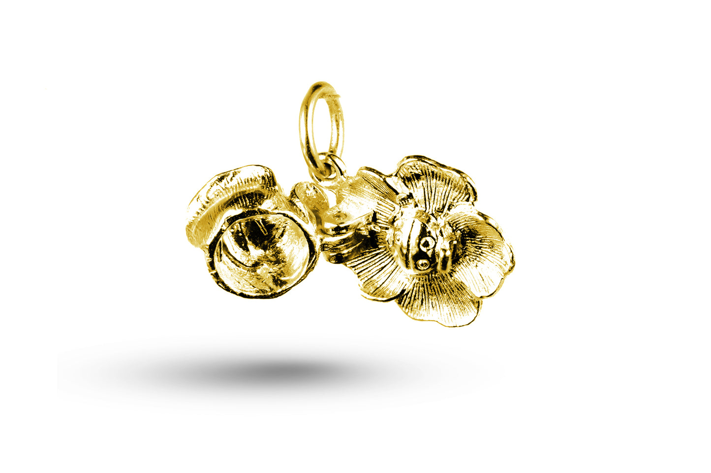 Yellow gold open Ladybird in Rose Flower Charm