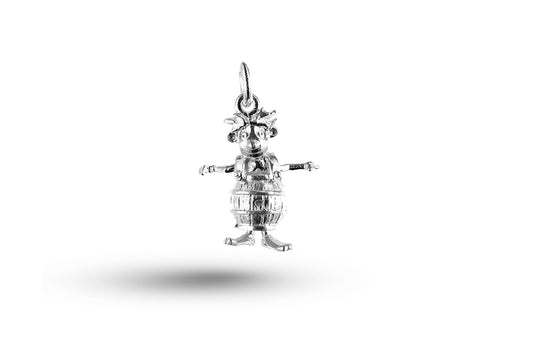 White gold Man in a Barrel charm.
