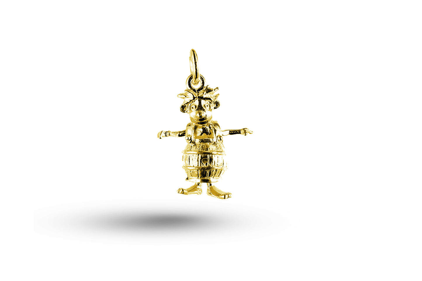 Yellow gold Man in a Barrel charm.