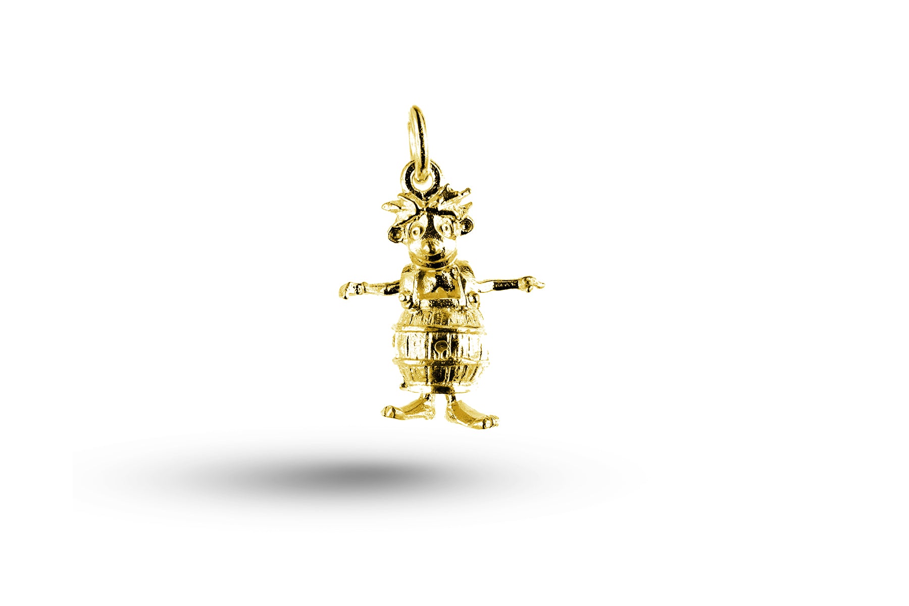 Yellow gold Man in a Barrel charm.