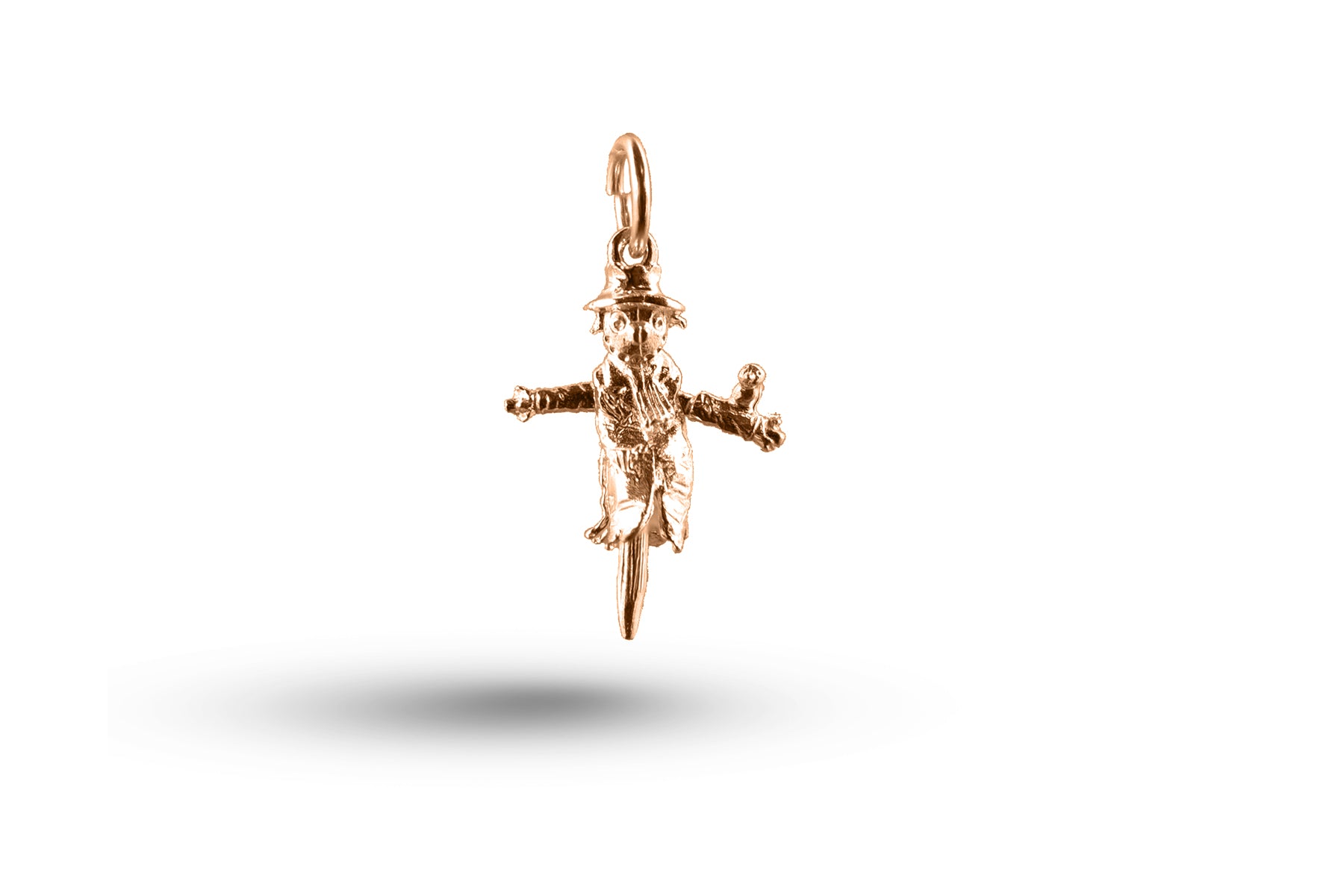 Rose gold Moving Scarecrow charm.