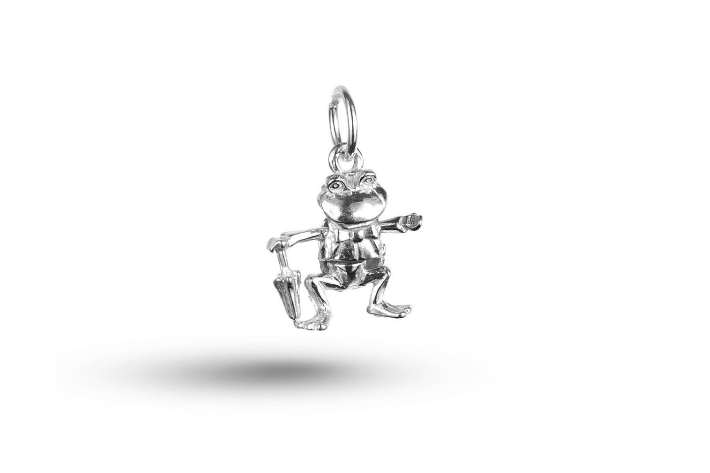 White gold Frog with Umbrella charm.