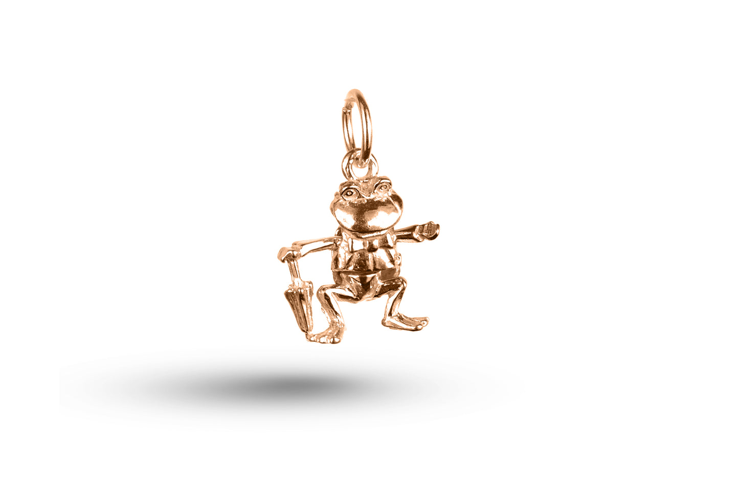 Rose gold Frog with Umbrella charm.