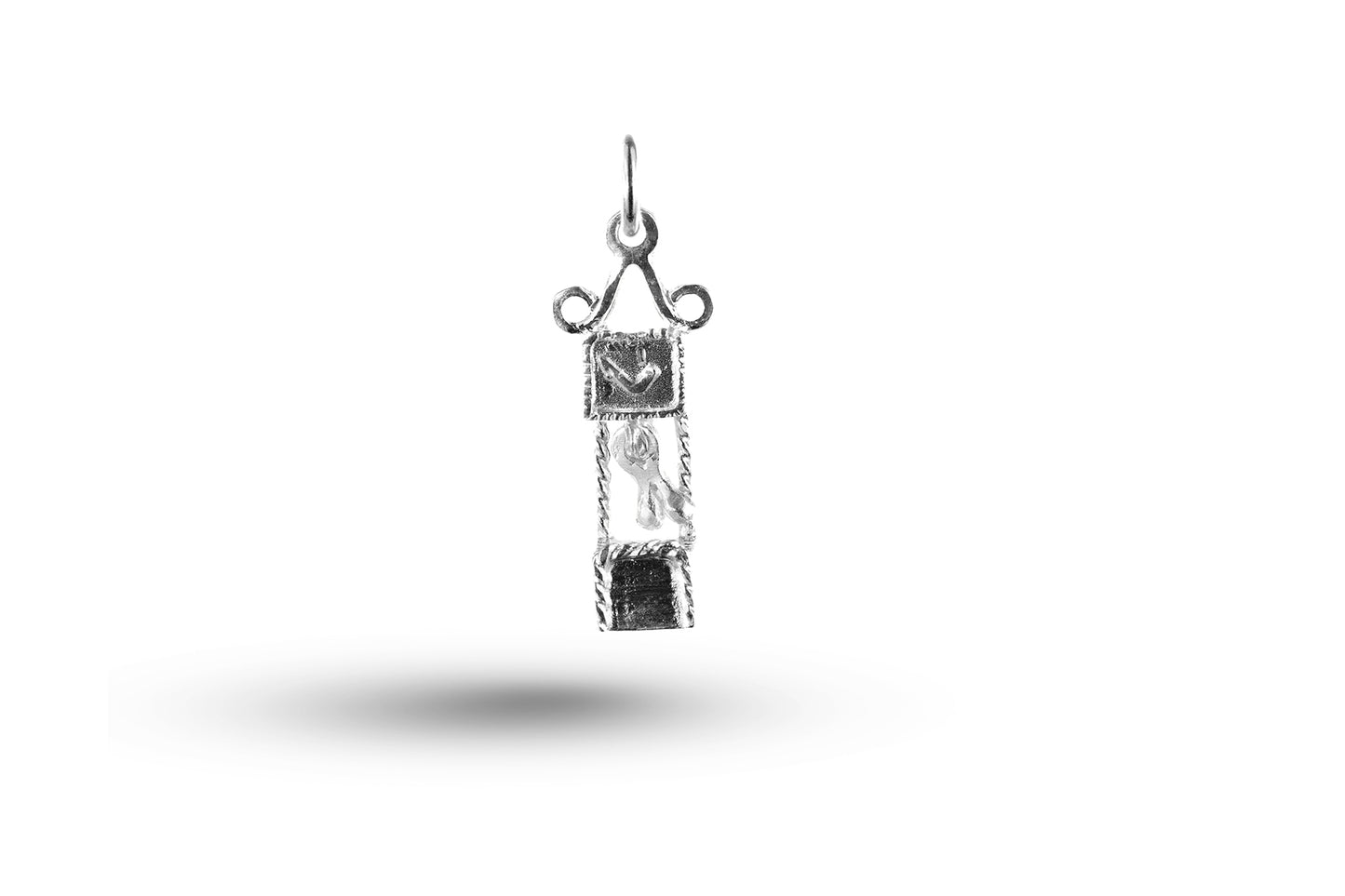 White gold Grandfather Clock charm.