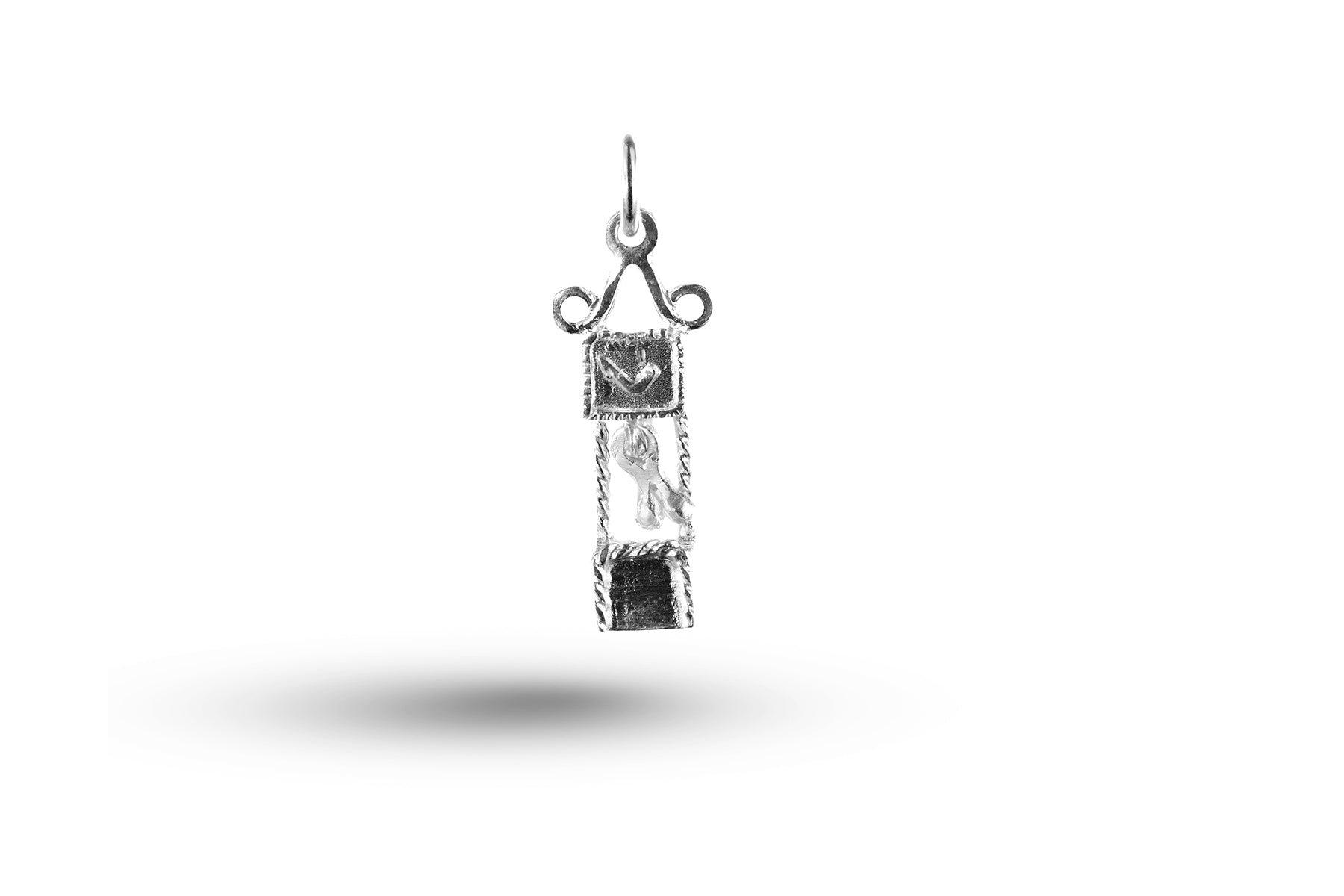 White gold Grandfather Clock charm.