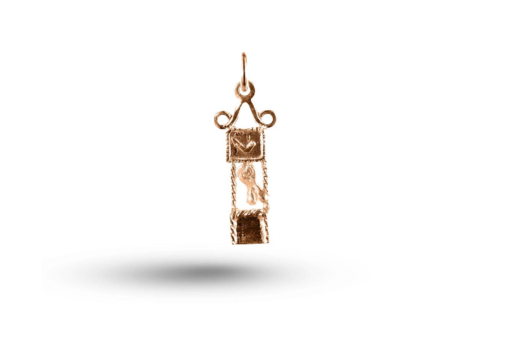 Rose gold Grandfather Clock charm.