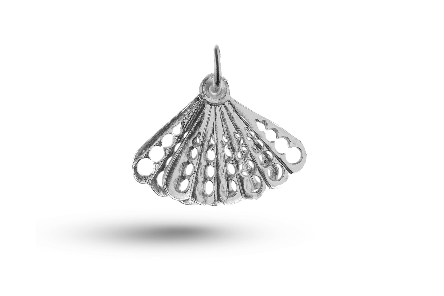 White gold Ladies Fan charm.