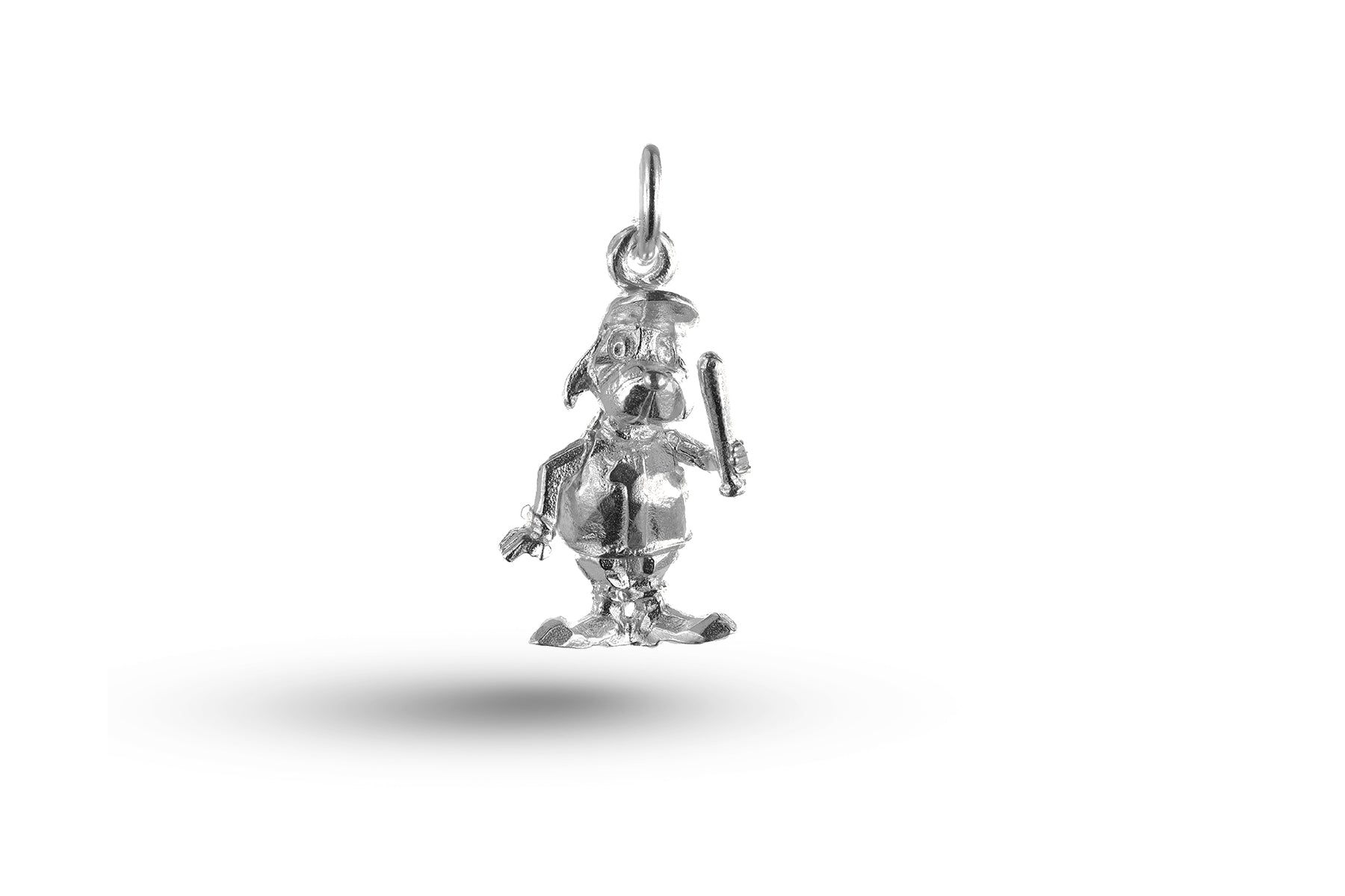 Luxury white gold baseball dog charm.