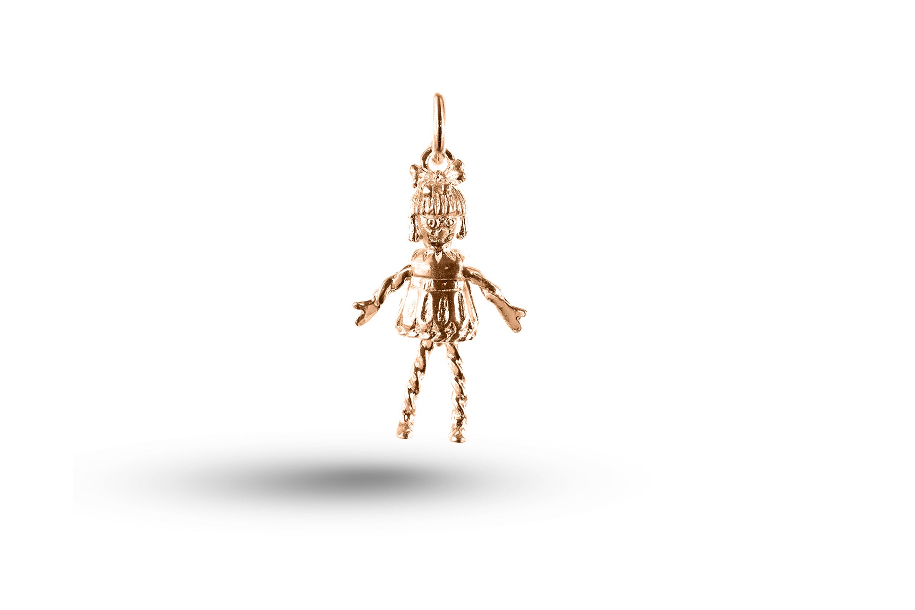 Rose gold Moving Ragdoll charm.