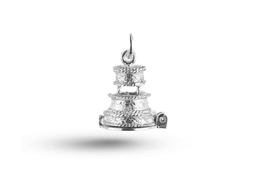 White gold Wedding Cake charm.