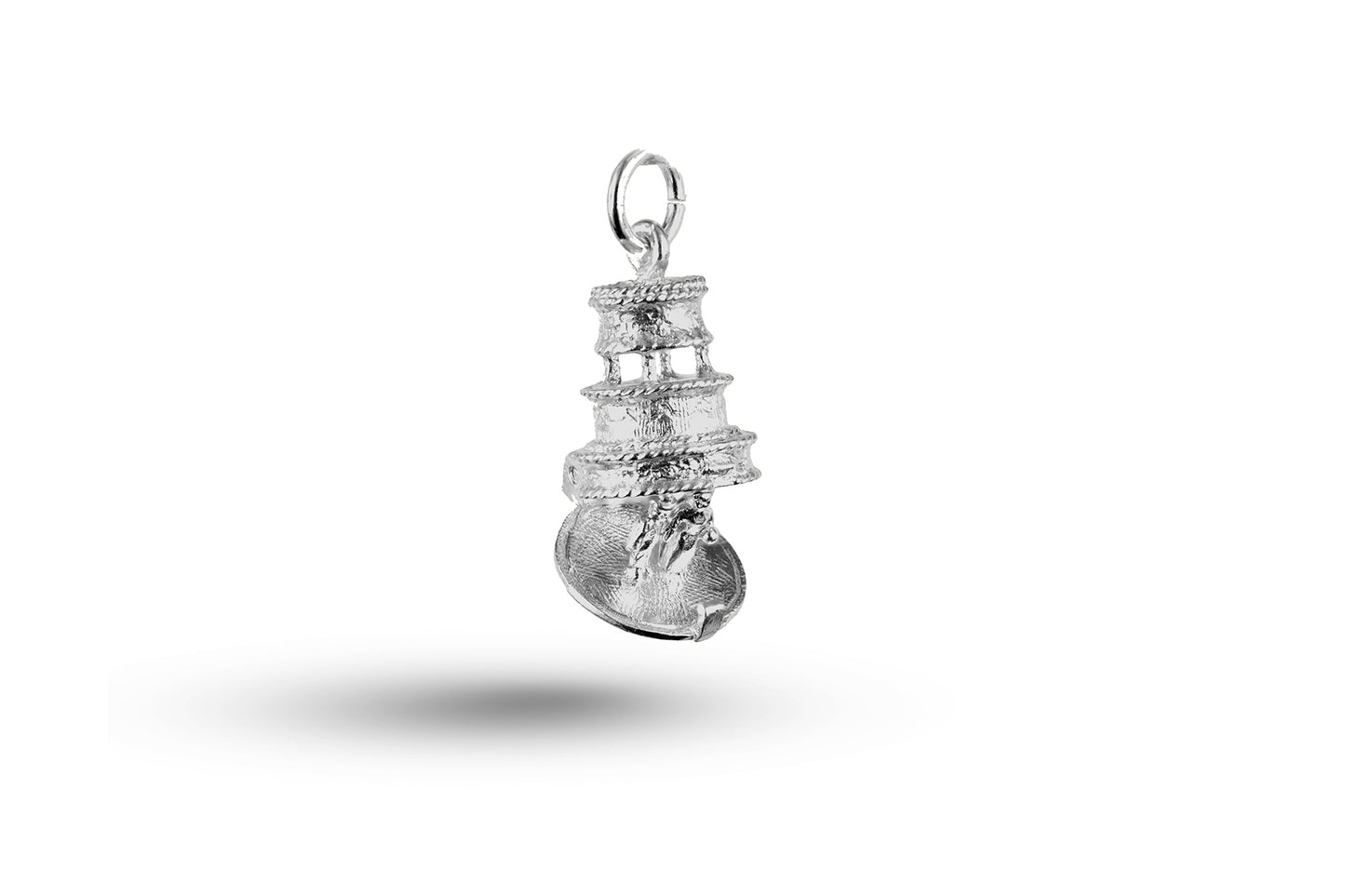 White gold open Wedding Cake charm.