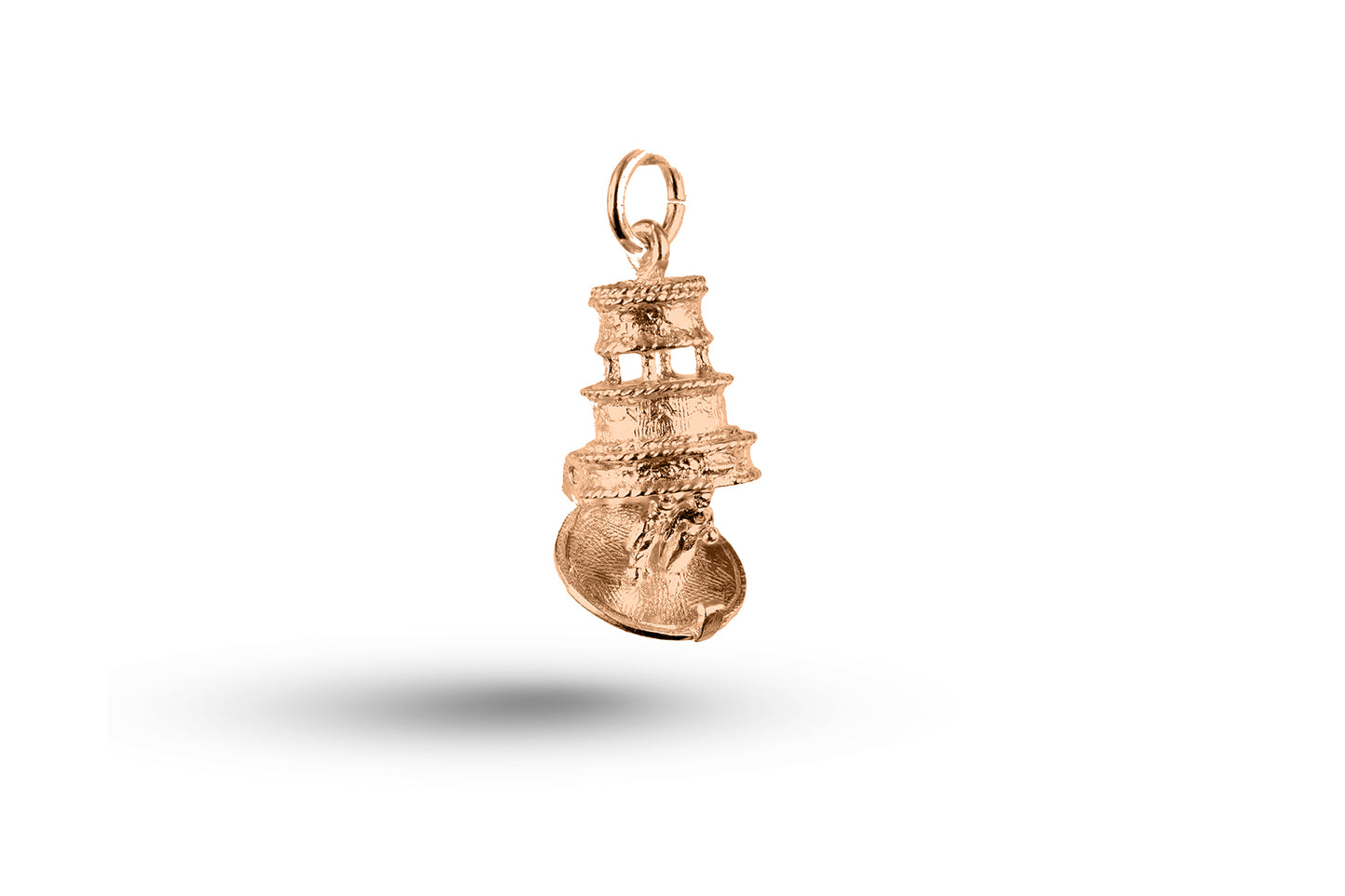 Rose gold open Wedding Cake charm.