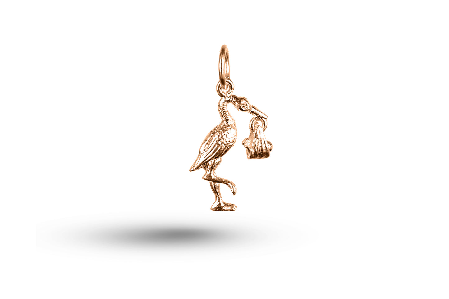 Rose gold Stork and Baby charm.
