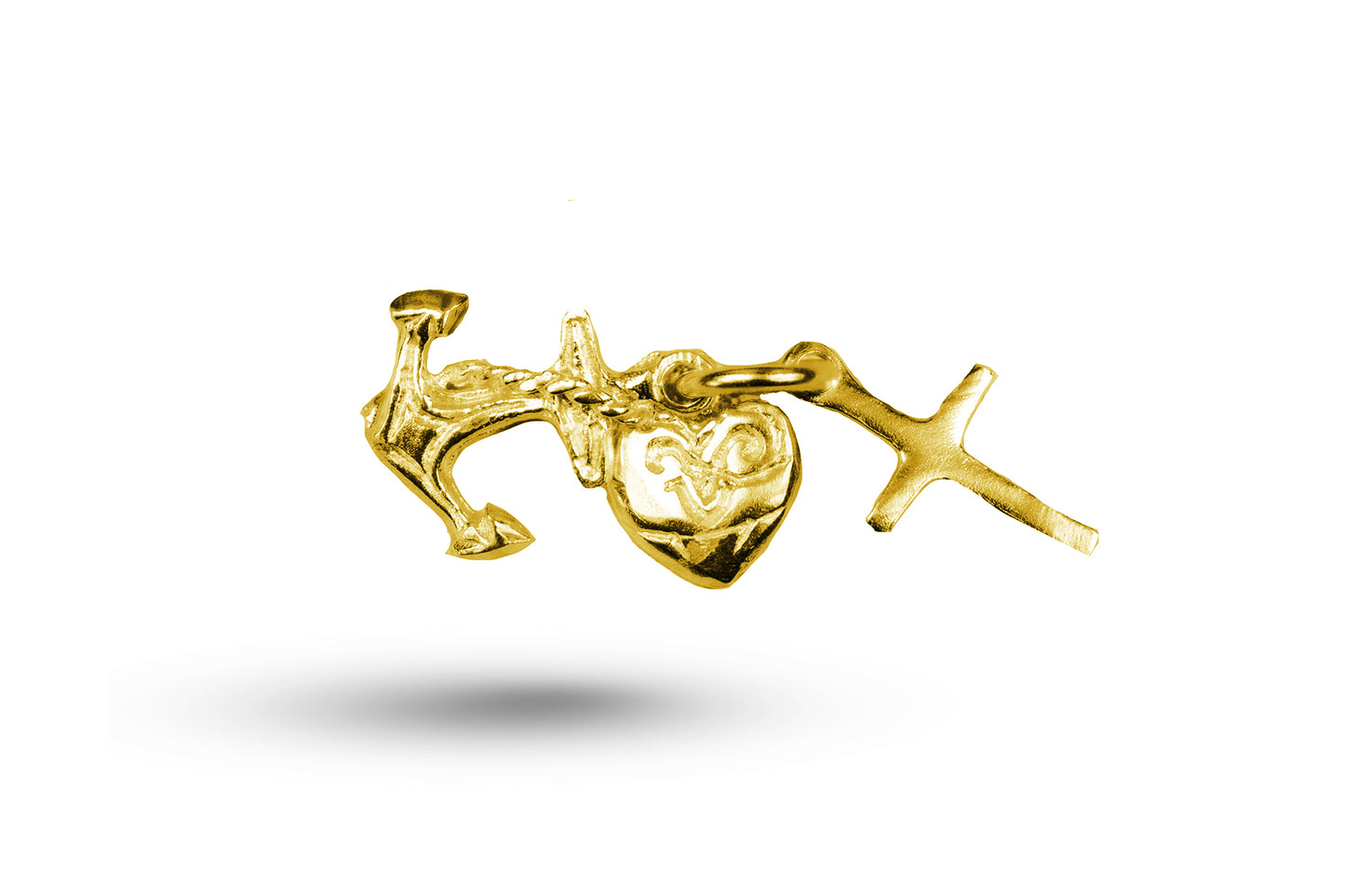 Yellow gold Faith Hope and Charity Set charm.