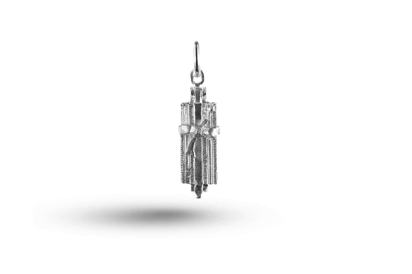 White gold Flower Gift Box charm.