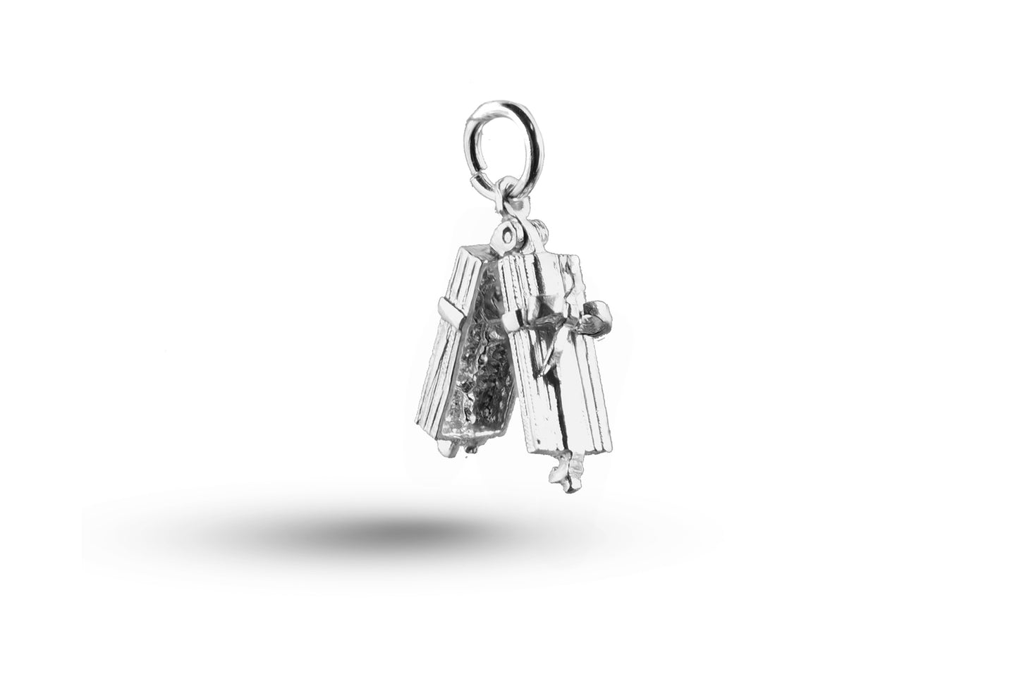 White gold open Flower Gift Box charm.