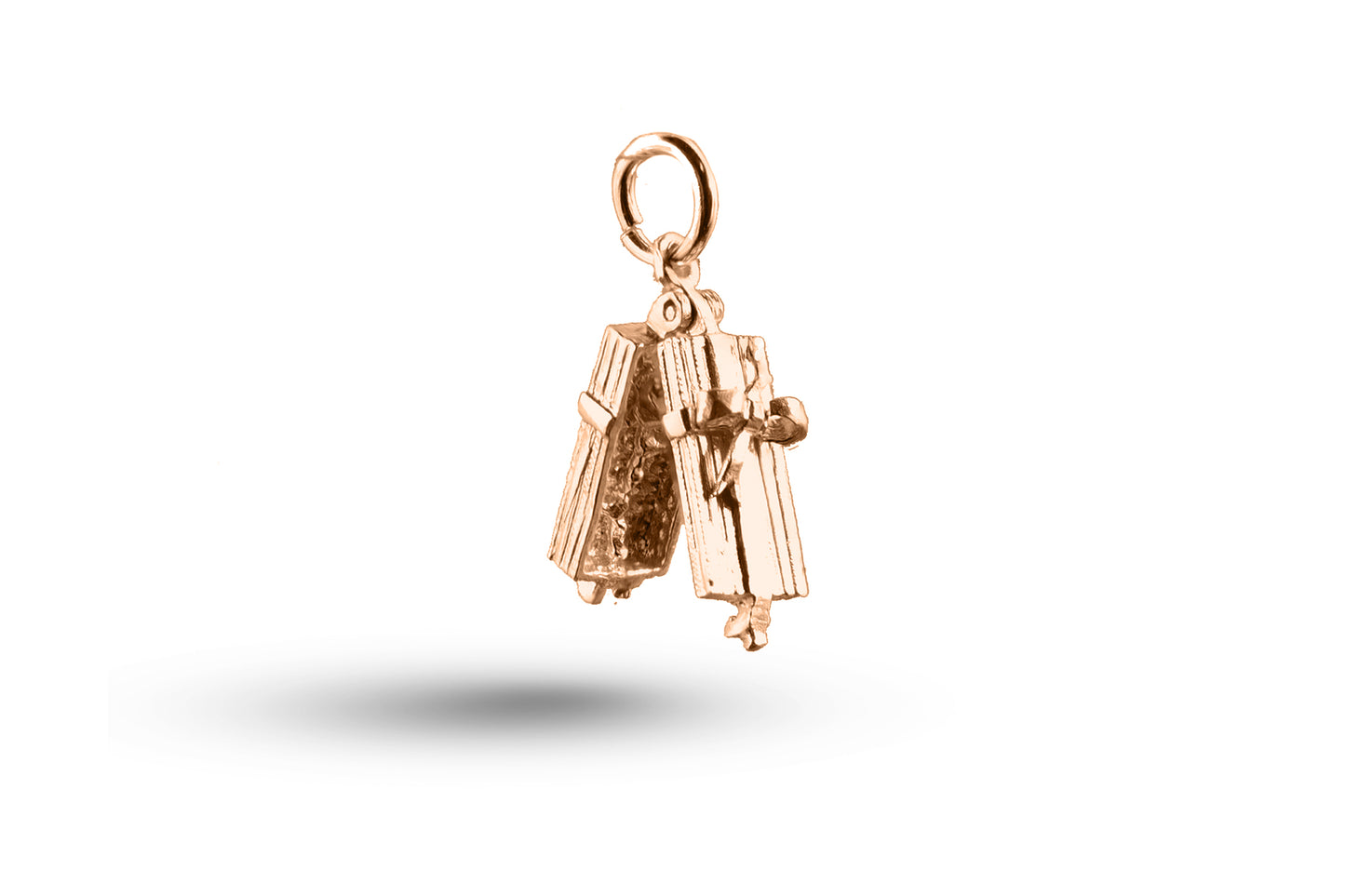 Rose gold open Flower Gift Box charm.