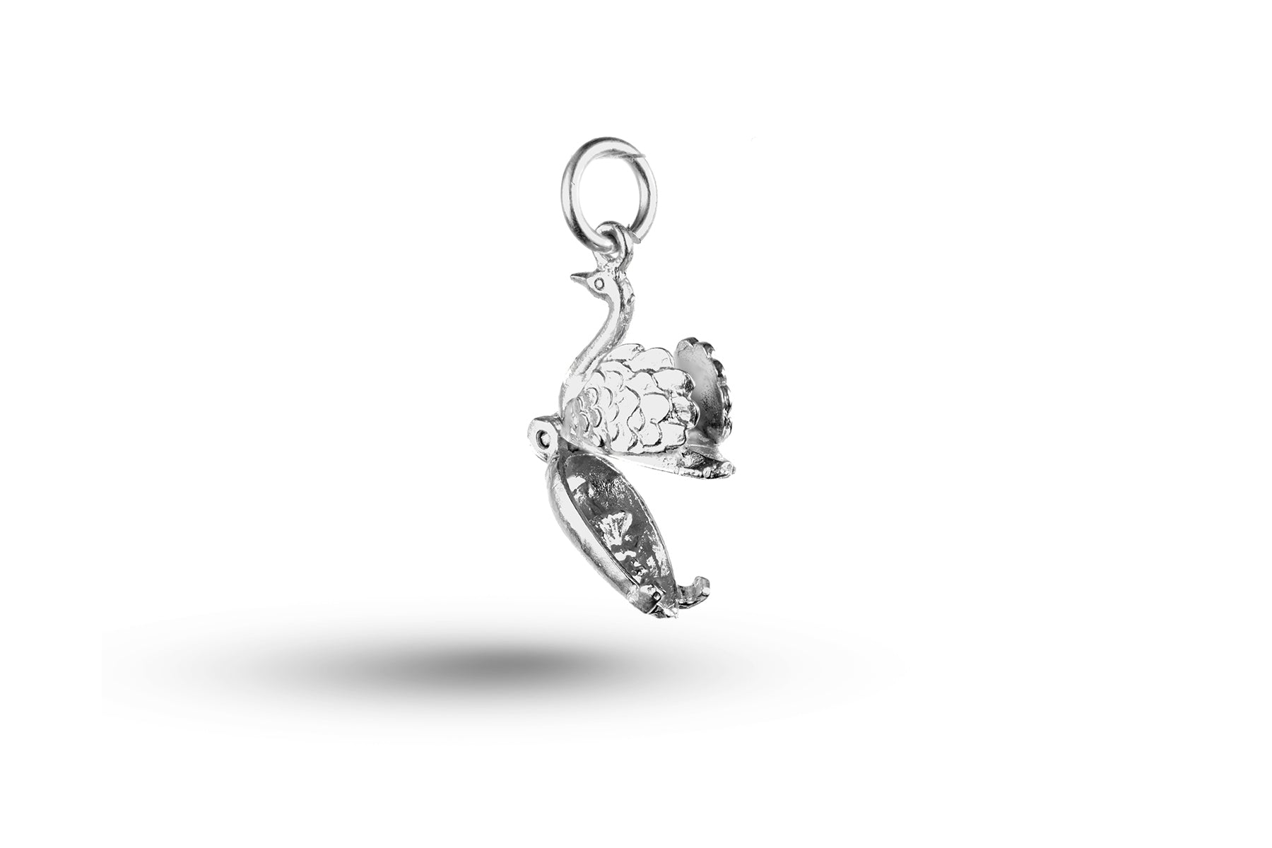 White gold open Swan charm.
