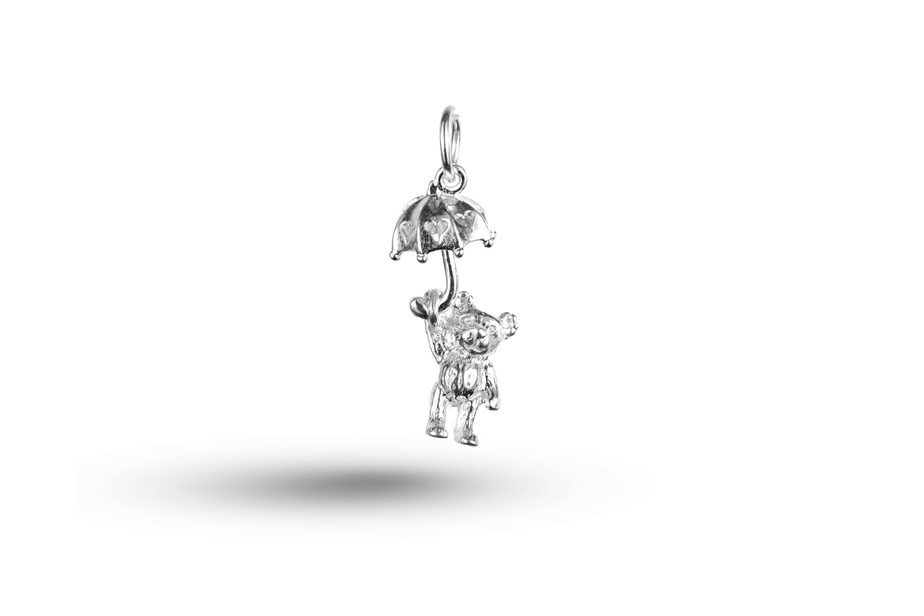 White gold Teddy with Umbrella charm.