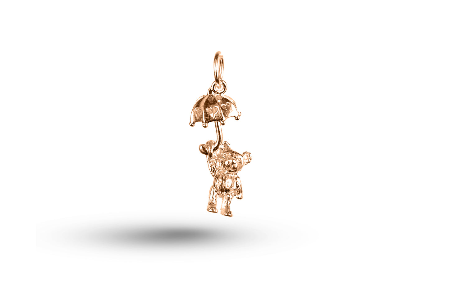Rose gold Teddy with Umbrella charm.