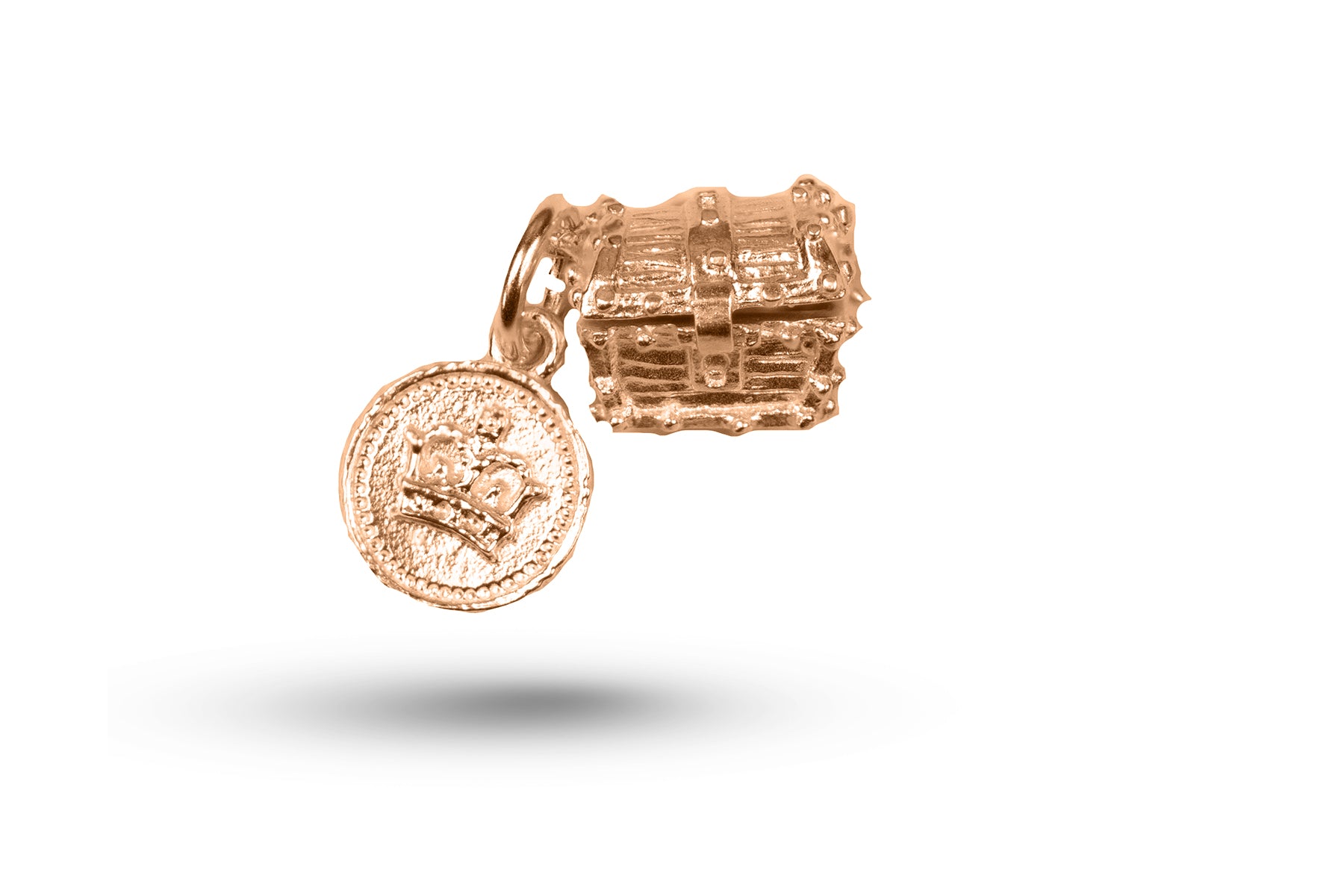Rose gold Treasure Chest charm.