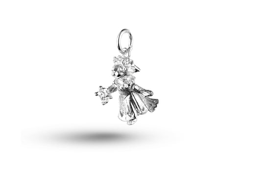 Luxury white gold Cat Bride Wedding charm.