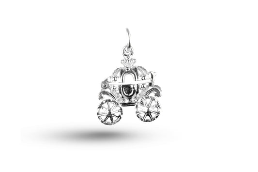 White gold Cinderella Coach charm.