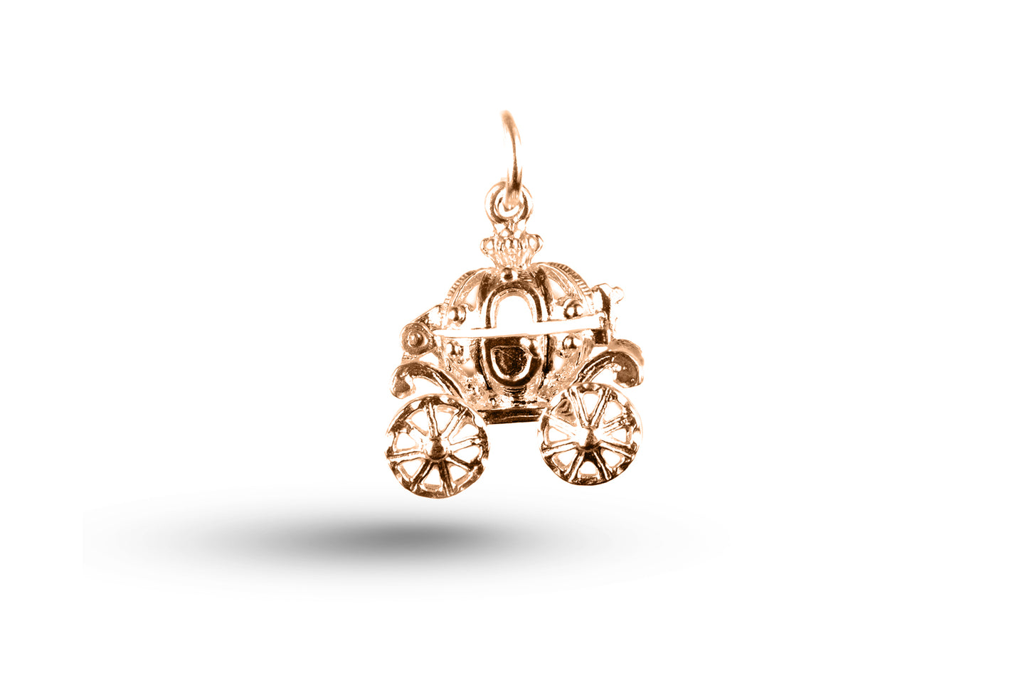 Rose gold Cinderella Coach charm.