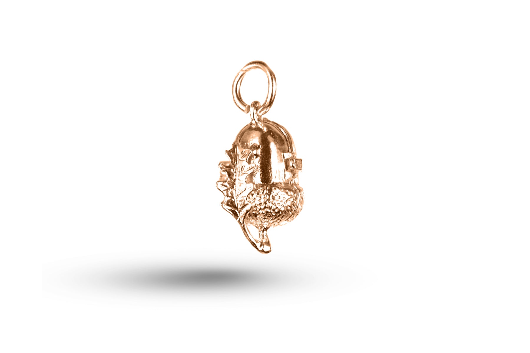 Luxury rose gold acorn charm.