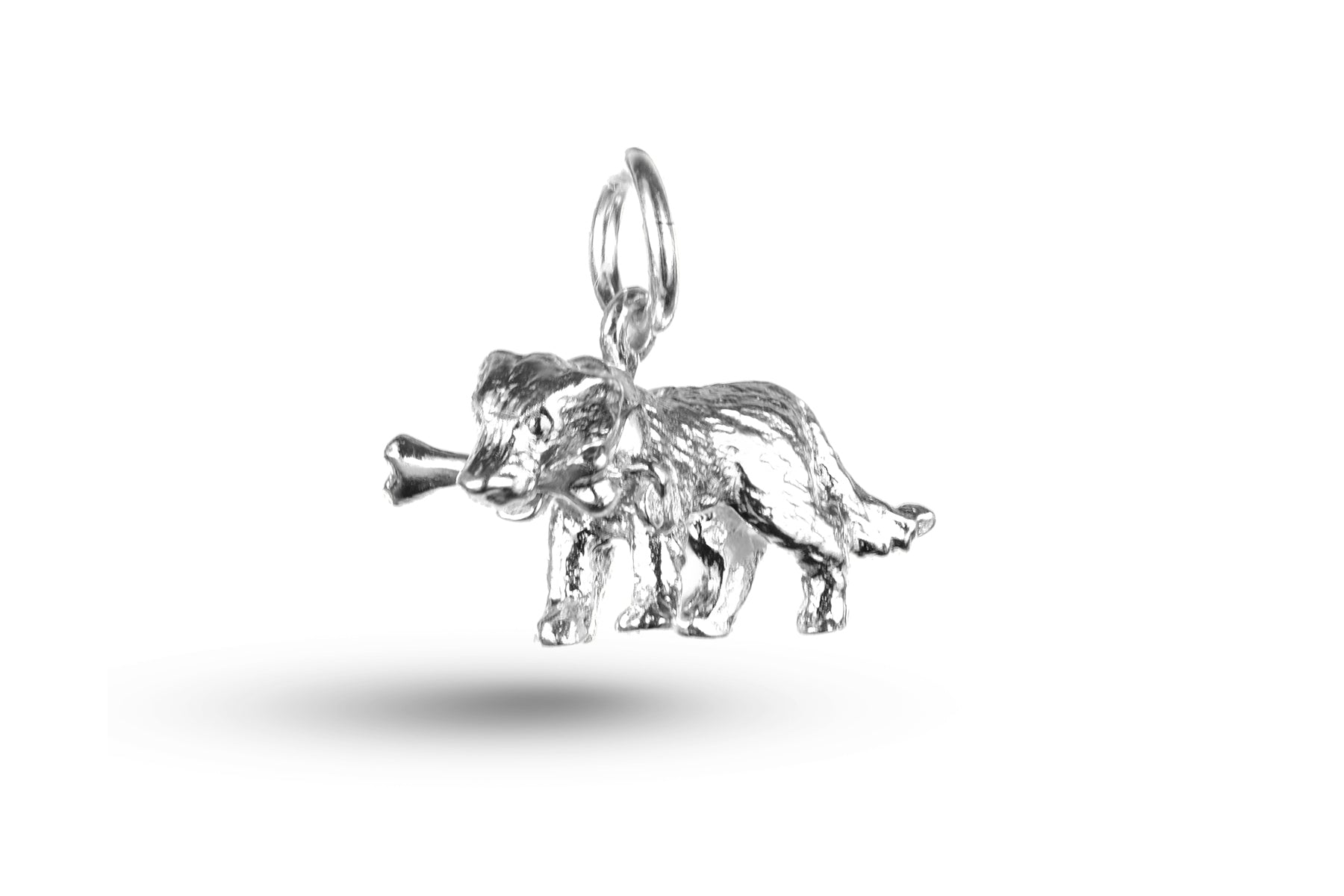 White gold Dog and Bone charm.