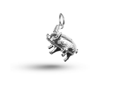 White gold Pig charm.