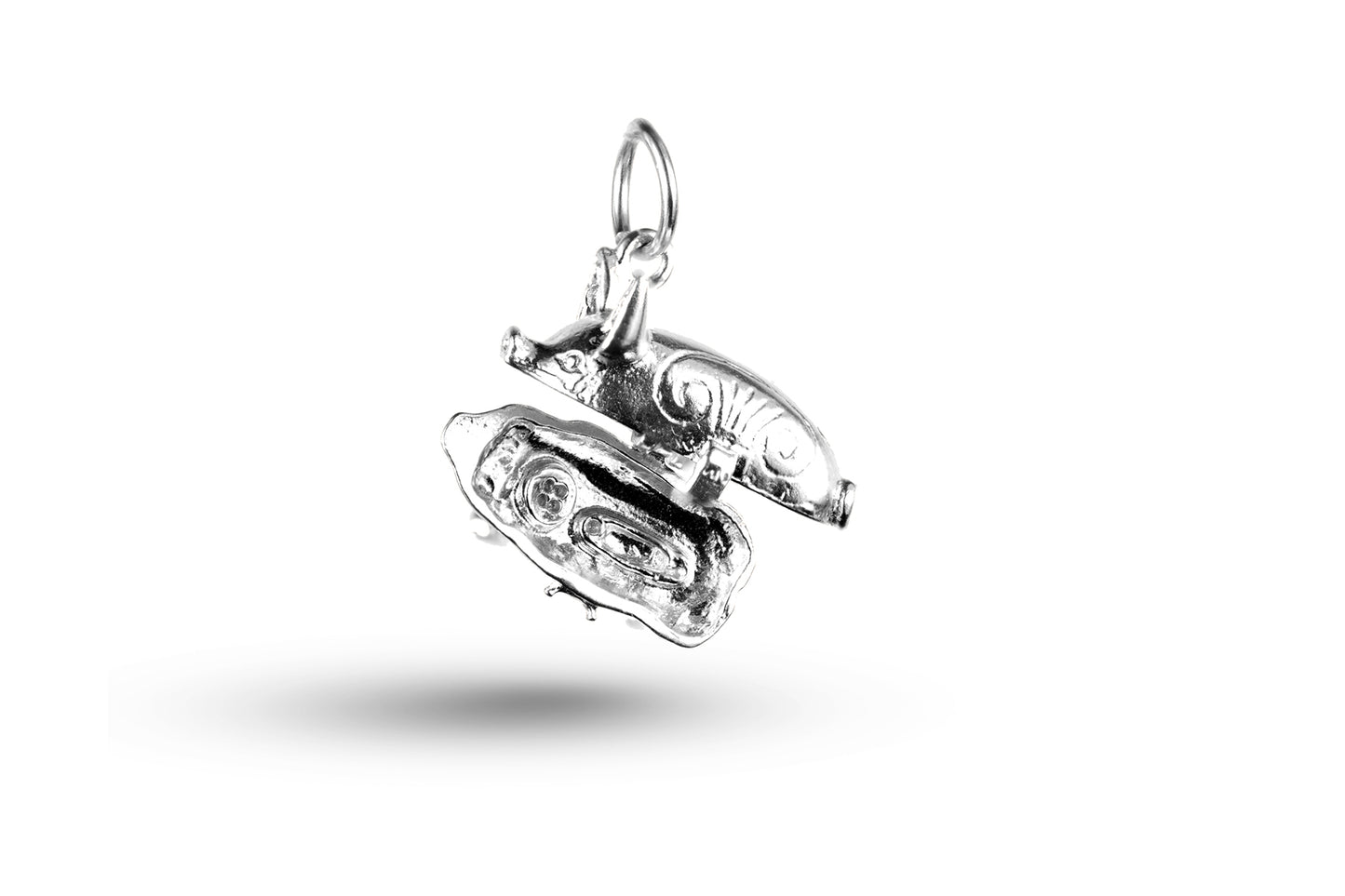 White gold open Pig charm.