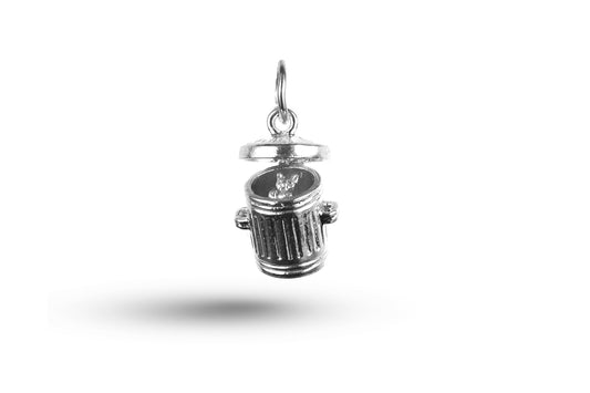 Luxury white gold Cat in Dustbin charm.