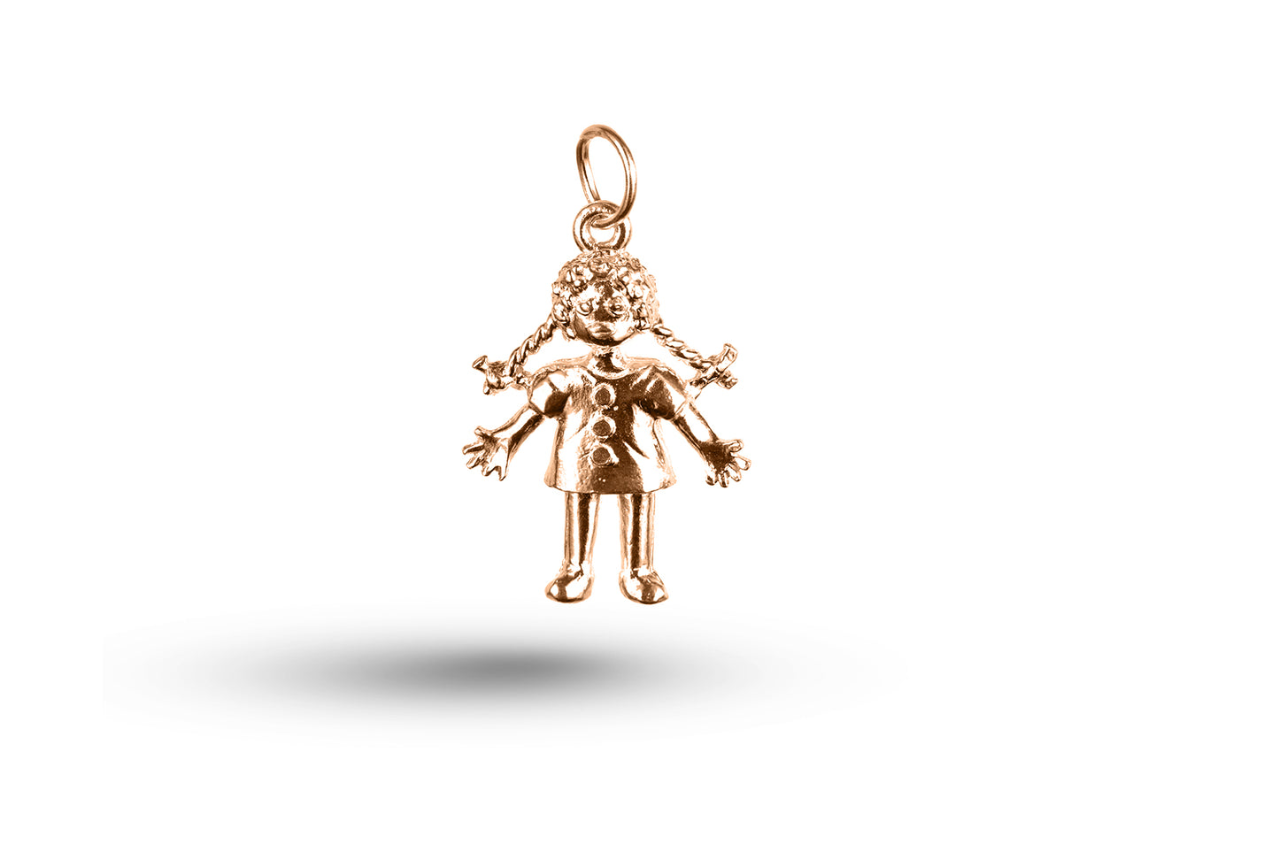 Rose gold Movable Ragdoll Girl charm.