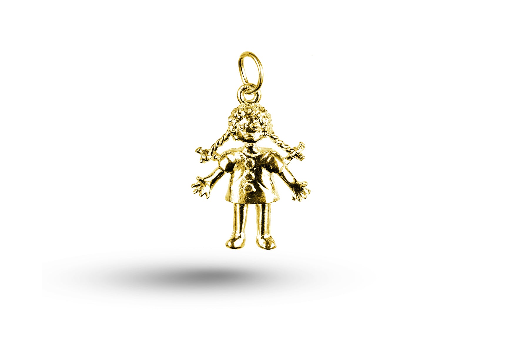 Yellow gold Movable Ragdoll Girl charm.