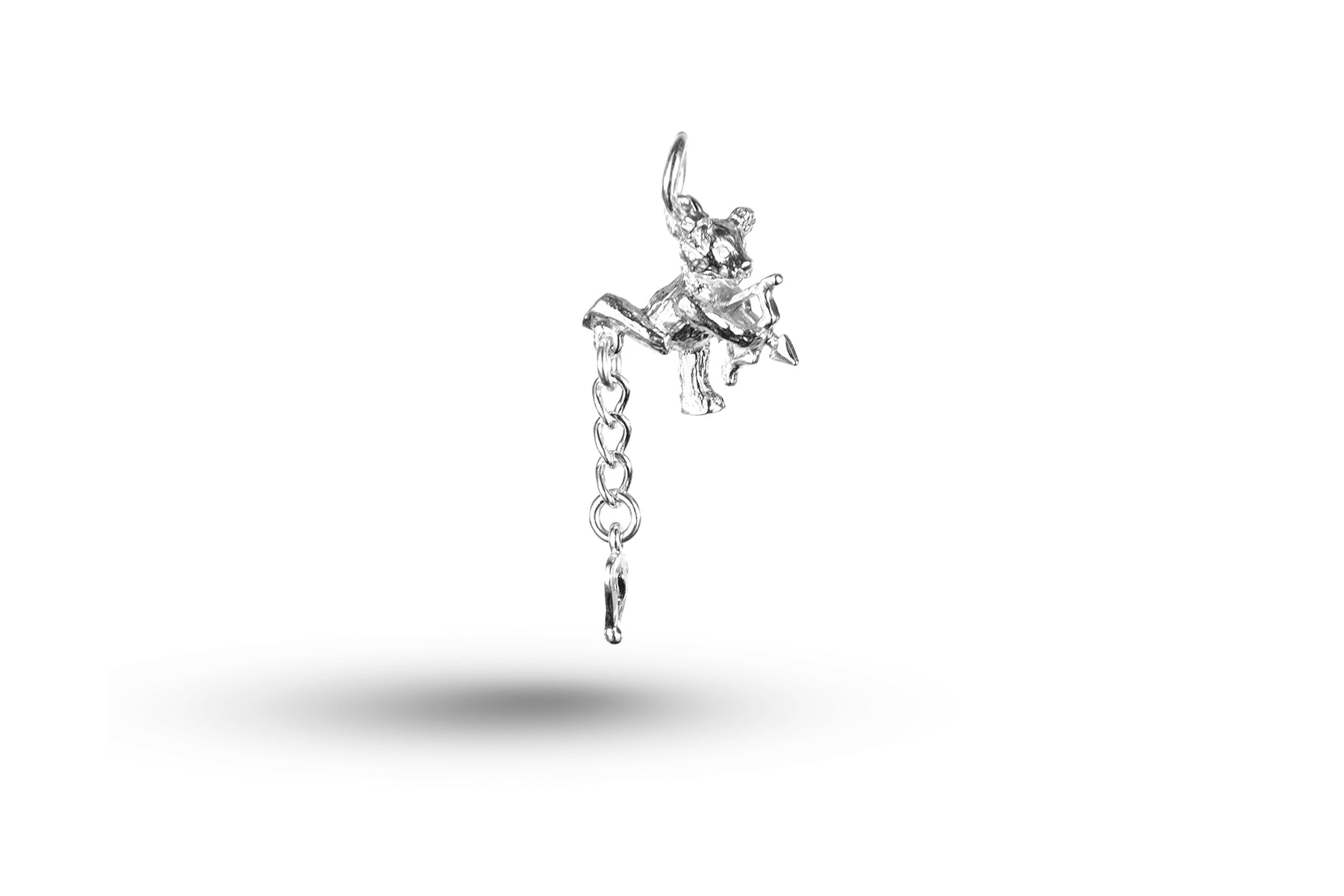 White gold Cupid Teddy Bear charm.